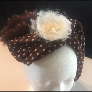 Brown white dot fascinator Parisian inspired